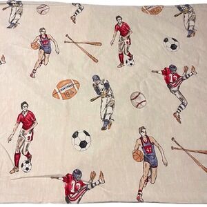 Company Store Vintage Sports Print Cotton Bedding Sheet Baseball Football Soccer